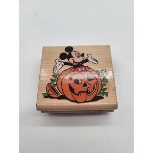 VTG Disney Mickey's Halloween Wood Rubber Stamp Rubber Stampede #426-E Fall